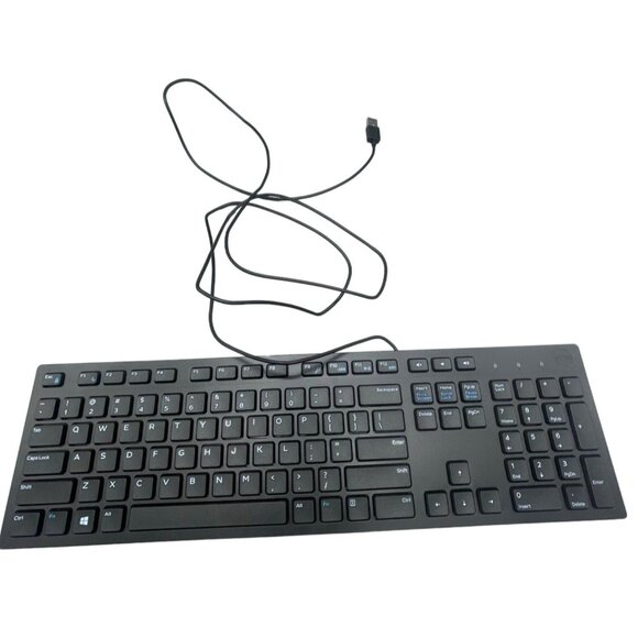 dell keyboard USB wire kb-216 black slim READ - Picture 1 of 11